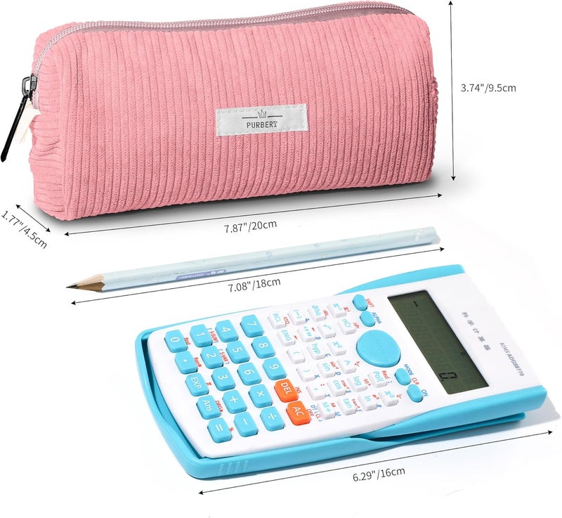 Purbert Pencil Bag Pen Case, Soft Corduroy Small Pencil Pouch Organizer with Zipper, Cute Pencil Case Pouch Stationery for Girls and Boys – Pink - Image 3